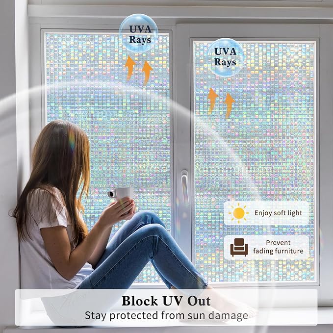 Stained Glass Window Privacy Film Static Cling Mosaic 35.4inx6.8ft | Decorative - Image 2