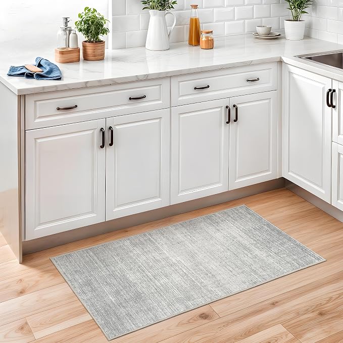 2x3 Rug Non Slip, Small Washable Entryway Rug Indoor Doormat Grey | Soft Low - Image 3
