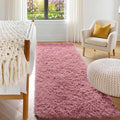 Blush Runner Rugs for Bedroom Living Room, Fluffy 2x6 Bedside Hallway Area Rug by ONASAR