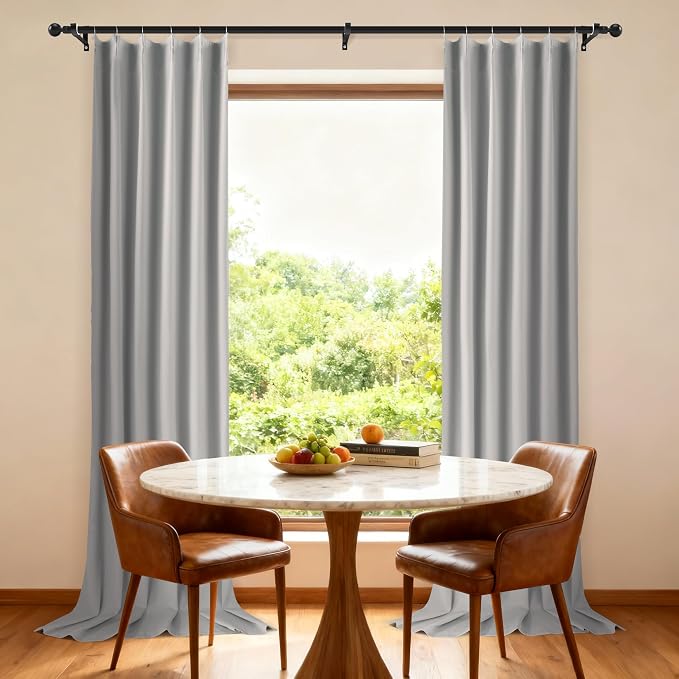 Etherealveil Light Gray Pinch Pleated Blackout Curtains 2 Panels 40"x102" | - Image 2