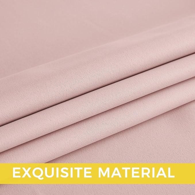 NICETOWN Blush Pink Room Darkening Curtains 45 Inches Long 2 Panels - Image 5