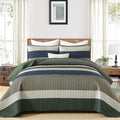 Dinjoy King Boho Striped Quilt Set, Breathable All-Season, 3-Piece Set Fits by DINJOY