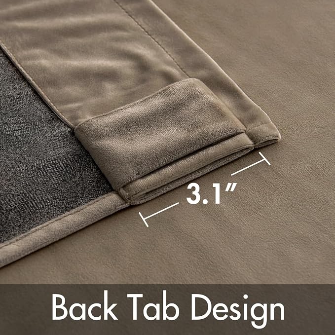 MIULEE Velvet Curtains 52x96 inches 2 Panels Light Taupe Blackout Curtains | - Image 3
