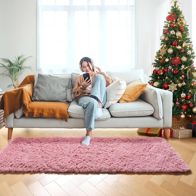 Blush Runner Rugs for Bedroom Living Room, Fluffy 2x6 Bedside Hallway Area Rug - Image 7