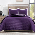 Exclusivo Mezcla Reversible Full Queen Quilt Bedding Set, Deep Purple | by ExclusivoMezcla