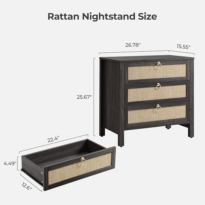 SICOTAS Rattan Nightstand Set of 2 - Image 2