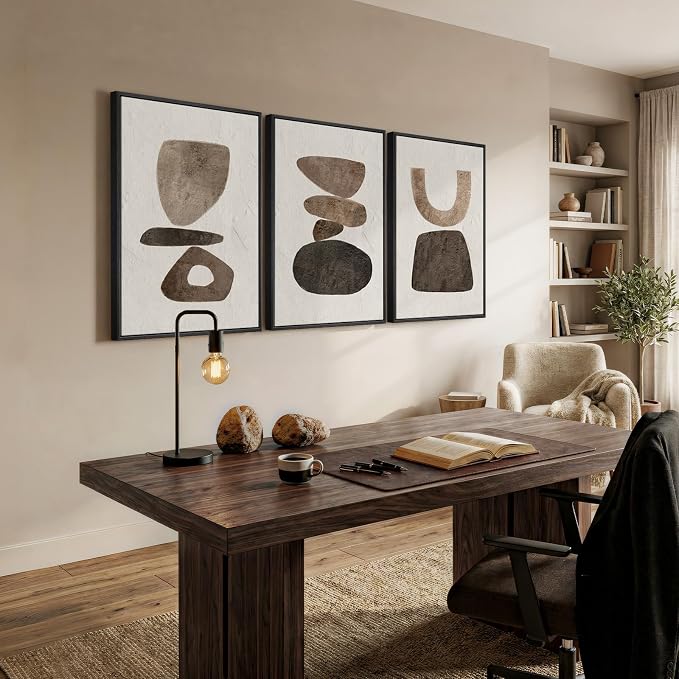 Large Framed Neutral Abstract Canvas Wall Art - Image 2