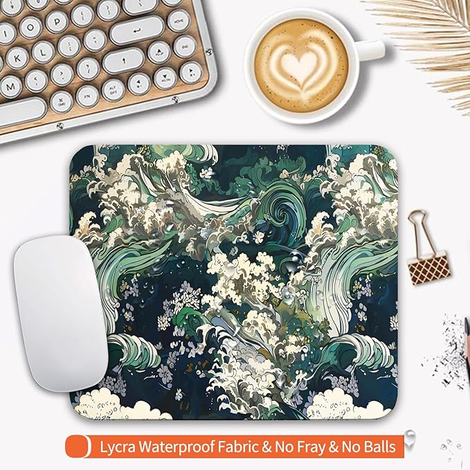 Armanza Square Mouse Pad Japanese Art,Personalized Premium-Textured Custom Mouse Mat Design,Washable Mousepad Lycra Cloth,Non-Slip Rubber Base Computer Mouse Pads for Wireless Mouse