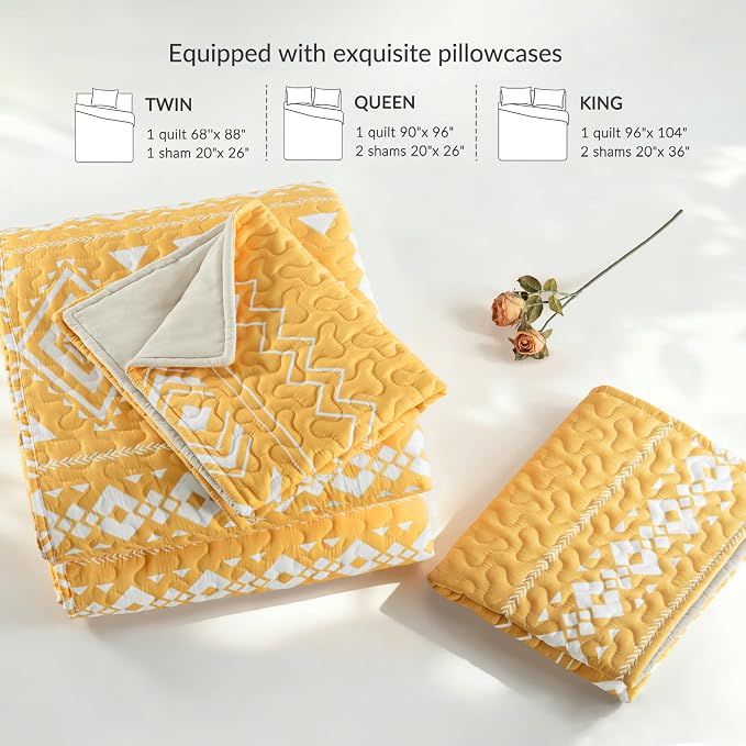 Whale Flotilla Reversible Yellow Quilts Queen Size - Image 4