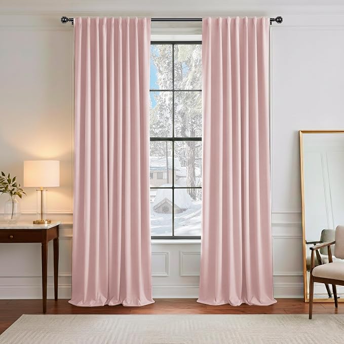 PONY DANCE Blush Pink Blackout Curtains by PONYDANCE