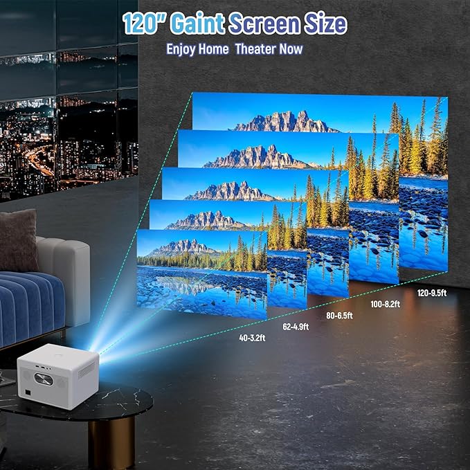 [Built-in Apps & 2026 Upgraded] Projector with WiFi and Bluetooth｜3 Years Protection｜2000ANSI Native 1080P/4K Supported｜Ultra Short Throw Projecto for Home & Outdoor｜Built-in Apps
