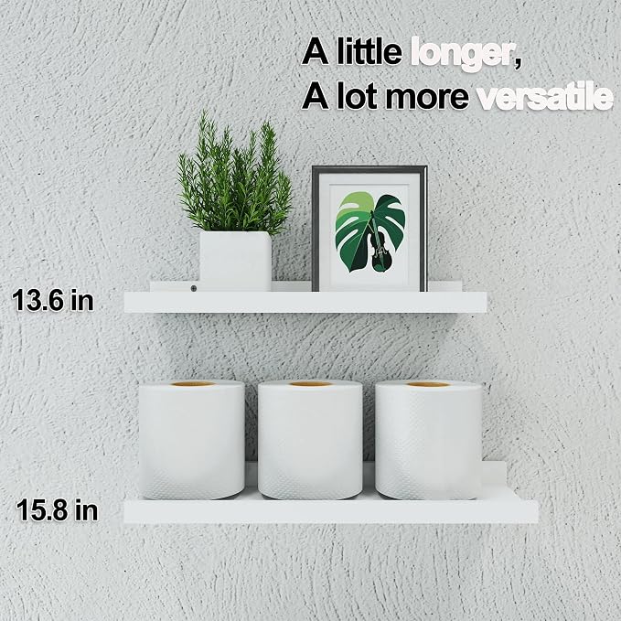 White Floating Shelves for Wall Decor, 14 in Shelf - Image 6