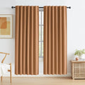 Burnt Orange Blackout Linen Curtains 2 Panels Set 80 Inch Length by KEQIAOSUOCAI