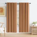 Burnt Orange Blackout Linen Curtains 2 Panels Set 72 Inch Length by KEQIAOSUOCAI
