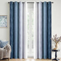 MIULEE Royal Blue and Greyish White Ombre Blackout Curtains 52Wx90L | Full Room by MIULEE