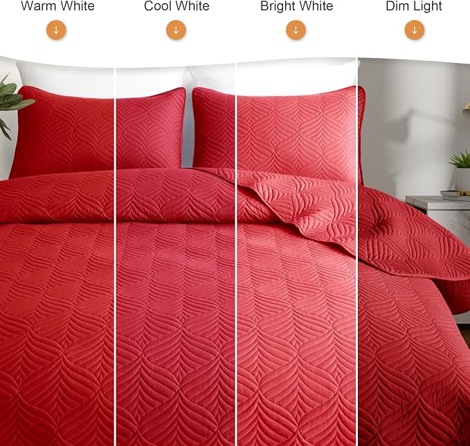 Whale Flotilla Extra Soft King Quilt Bedding Set, Lightweight Bedspreads | Red - Image 5