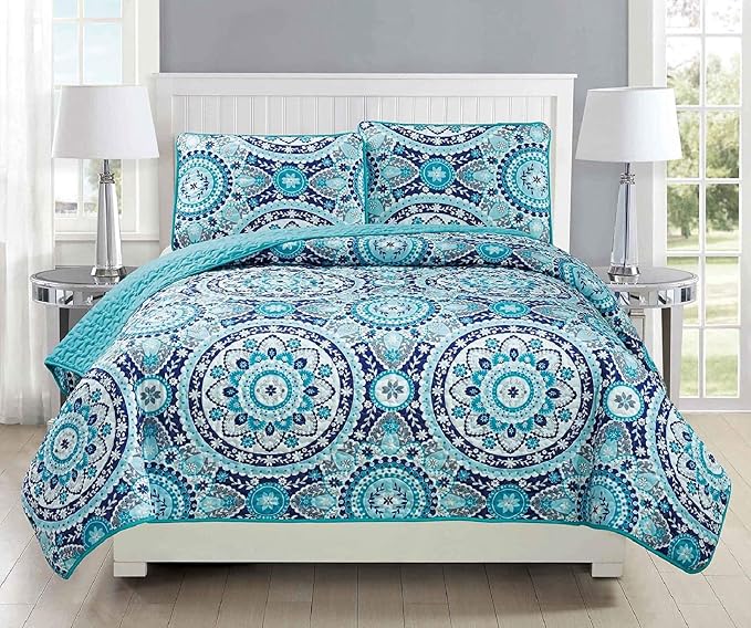 Fancy Collection 3pc Quilted Bedspread Set Coverlet Over Size New by Fancy+Linen
