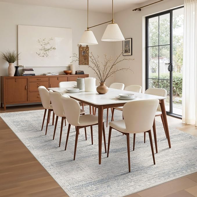 Latte&Fog Vintage Blue Rugs for Living Room, Washable Vintage 6x9 Area Rugs | - Image 5