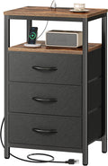Huuger Nightstand with Charging Station, 27.6 Inch Bedside Table, Side Table | by Huuger