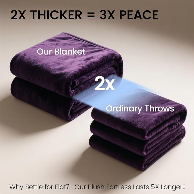 gogobunny Waterproof Bed Blanket, Reversible Sherpa Fleece Throw Blanket for Dog Puppy Cat, Furniture Cover Protects Bed Couch Sofa from Liquid Pee and Pet Fur (Dark Purple, 90x90 inches)