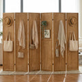 6 Panel Pegboard Room Divider, Folding Privacy Screen, Natural | 5.6 Ft Tall by Leesinwing