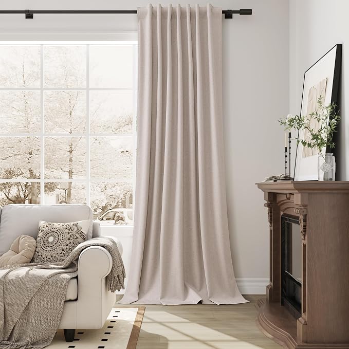 Champagne Linen 100% Blackout Curtains 102 Inches Long Modern Black Out Light - Image 6