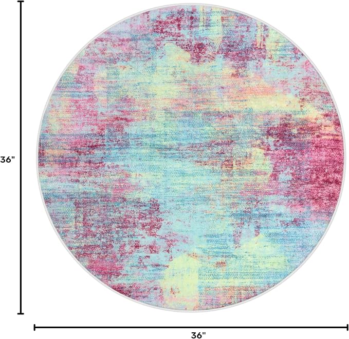 Round Area Rug 3 Ft Circle Entryway Rugs Round Washable Door Mat Indoor Entrance - Image 2