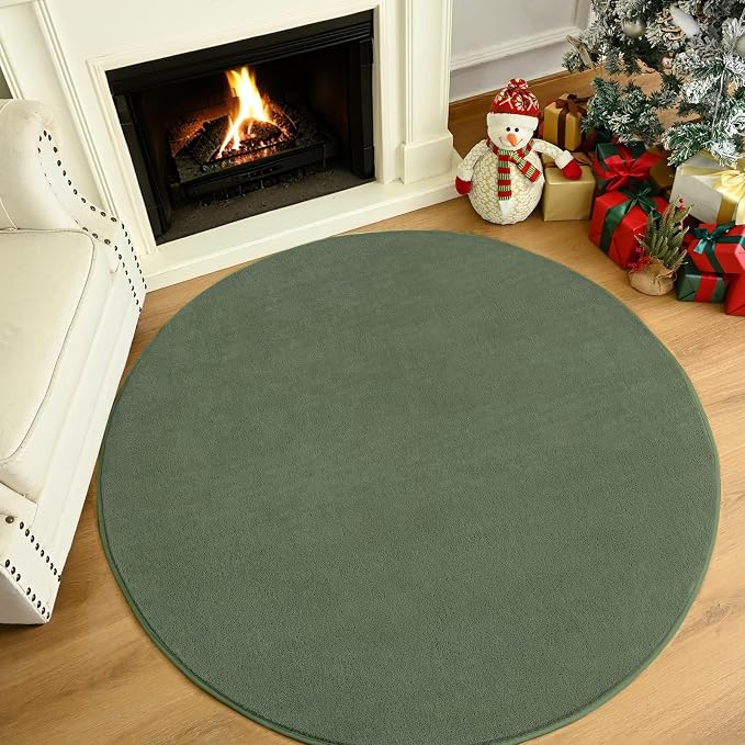 Sage Green Round Area Rugs 4ft Circle Rugs - Image 9