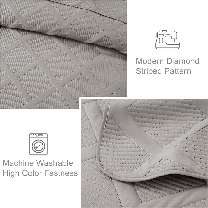 Exclusivo Mezcla Quilt King Size, Light Grey | Soft Bedspreads - Image 5