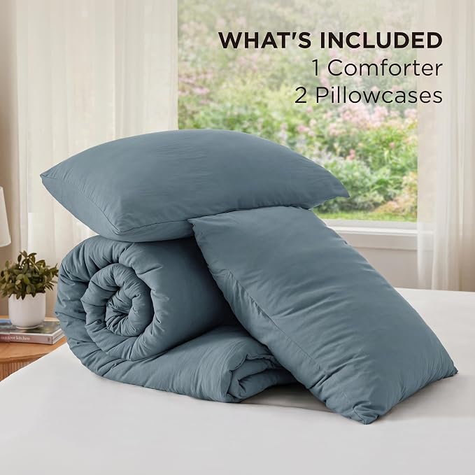 Bedsure King Comforter Set, Slate Blue Soft Prewashed Bedding - Image 6