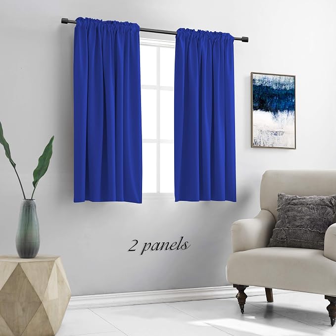 Royal Blue 45 Inch Length Blackout Curtain Panels - Image 2