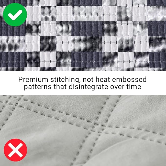 Queen Quilt-Lightweight Bedspread Plaid Quilt Queen Size Quilt Bedding Set | - Image 6