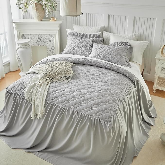 Ruffle Skirt Bedspread Set Flower Style - Image 6