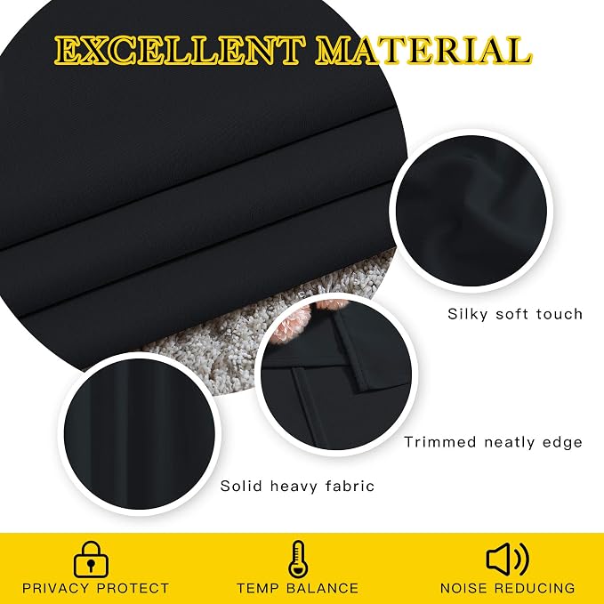 NICETOWN Black Out Curtains 54 inch Long - Image 5