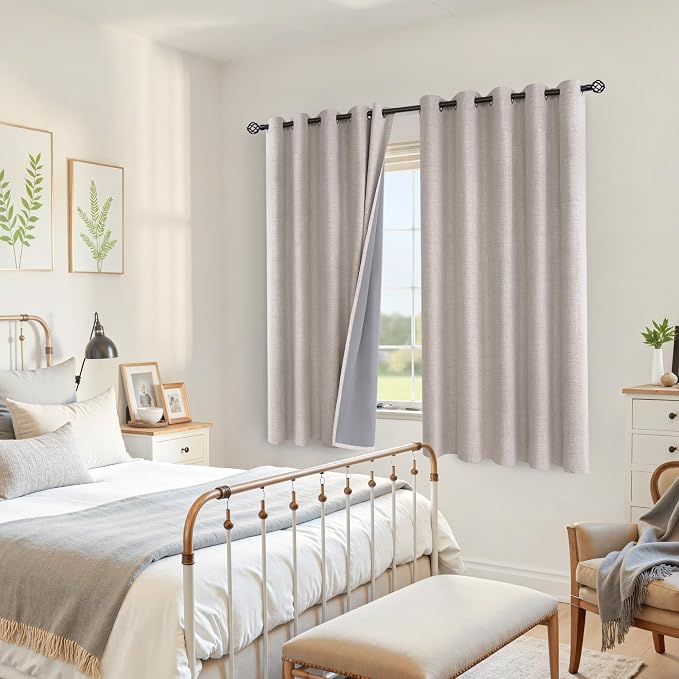YoungsTex Beige Linen Blackout Curtains - Image 2