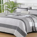 WONGS BEDDING Grey Full Size Quilt Set, Bohemian Striped Bedspreads | by WONGSBEDDING