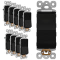 LIDER Black Minimalist Decorator Switch, Frameless Light Switch, On/Off Rocker Switch, Single Pole, Residential Grade, 3 Wire,15A 120-277VAC 10 Pack