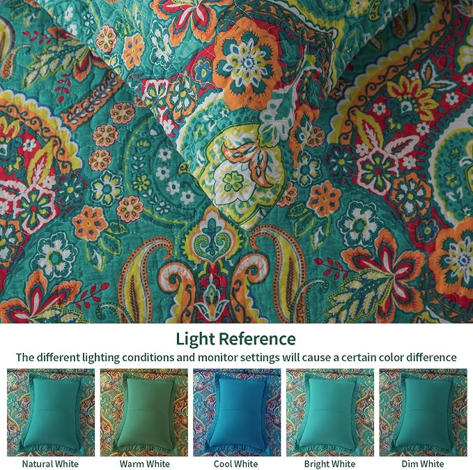 VAPUTAR 100% Cotton Face Quilt Queen Size Bedding Set, Farmhouse Coverlet | - Image 5