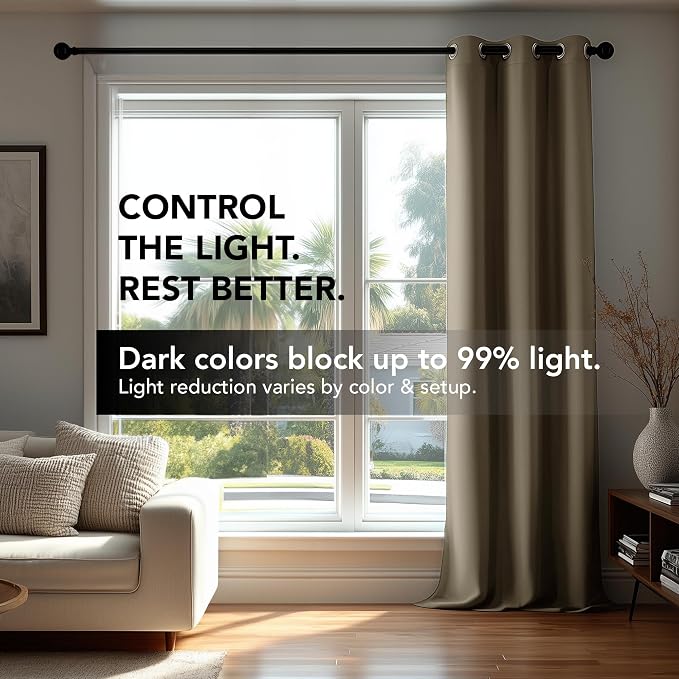 Deconovo Blackout Curtains for Bedroom and Living Room 45 Inches Long | Black - Image 5