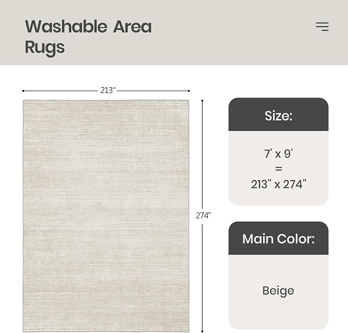 5x8 Area Rug Non Slip, Large Washable Rugs - Image 2