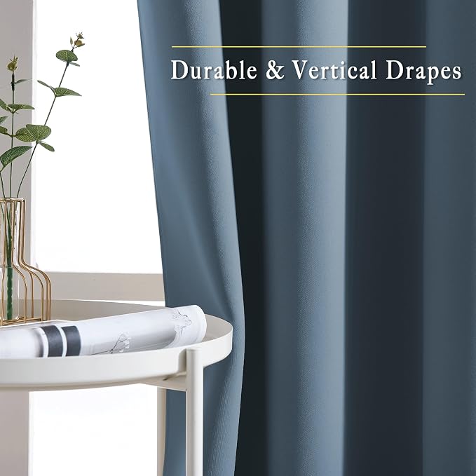 NICETOWN Smoky Blue Short Curtains 36 inches Long, Grommet Kitchen Window - Image 5