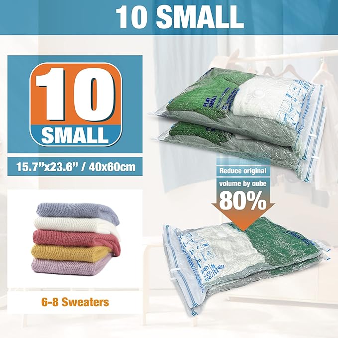 Vacuum Storage Bags, 10 Small Space Saver Vacuum Seal Bags, Space Bags - Image 2