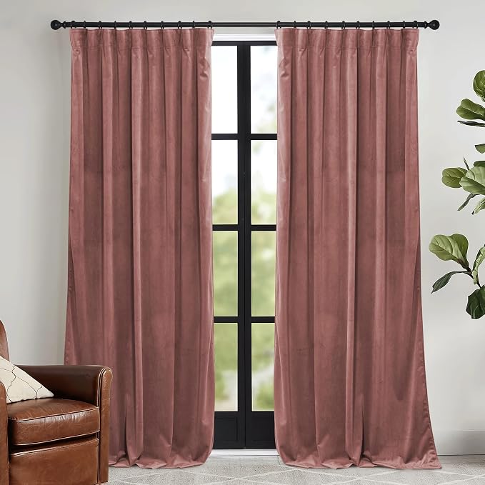 RYB HOME Velvet Curtains 102 inches Long, Extra Long High Ceiling Curtains | by RYBHOME