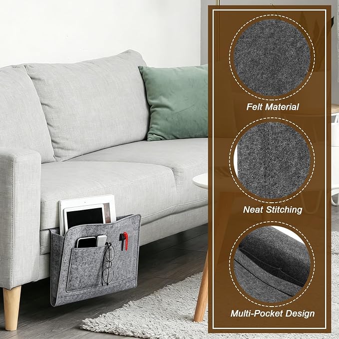 uxcell 4 Pockets Bedside Caddy, Bed Hanging Storage Bag Holder - Image 3