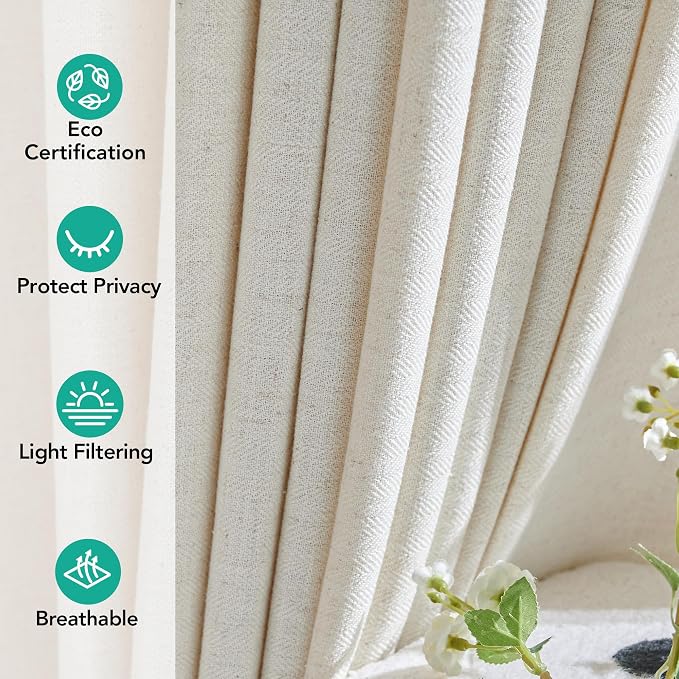 Deconovo Sheer Curtains, Light Filtering Linen Blend Drapes - Image 6