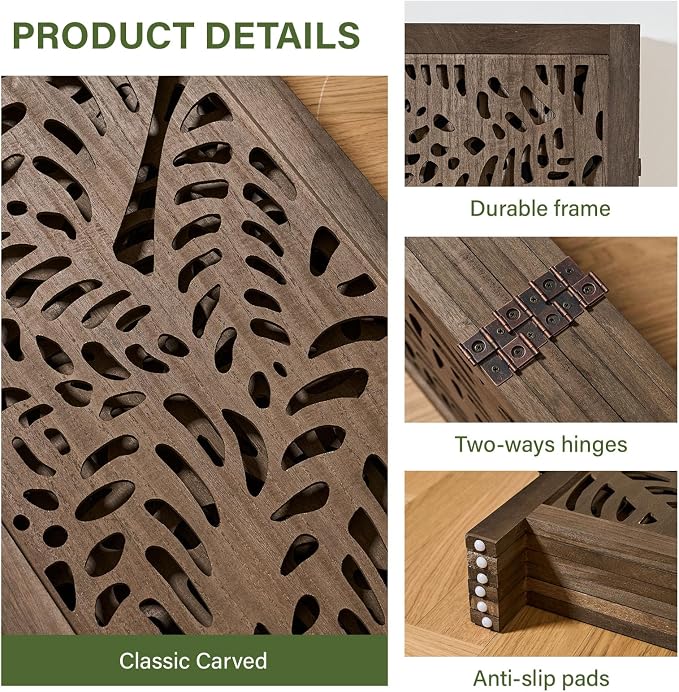 Leaf-Carved Room Divider Privacy Screen - Image 2