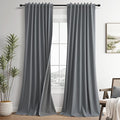 Grey Linen 100% Blackout Curtains by Guken