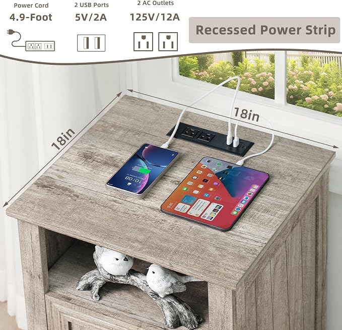 Joaxswe 18" Farmhouse Night Stand Set 2 - Image 5