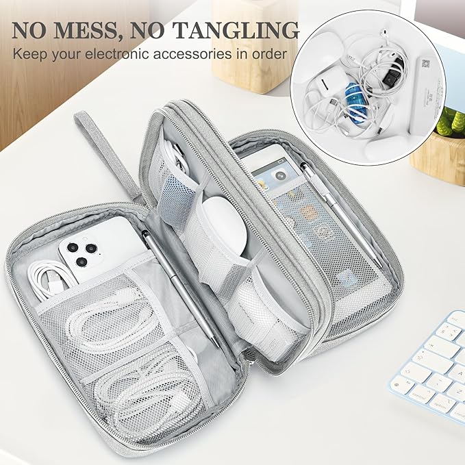 FYY Electronic Organizer, Travel Tech Pouch Bag, Waterproof, Double Layers - Image 5
