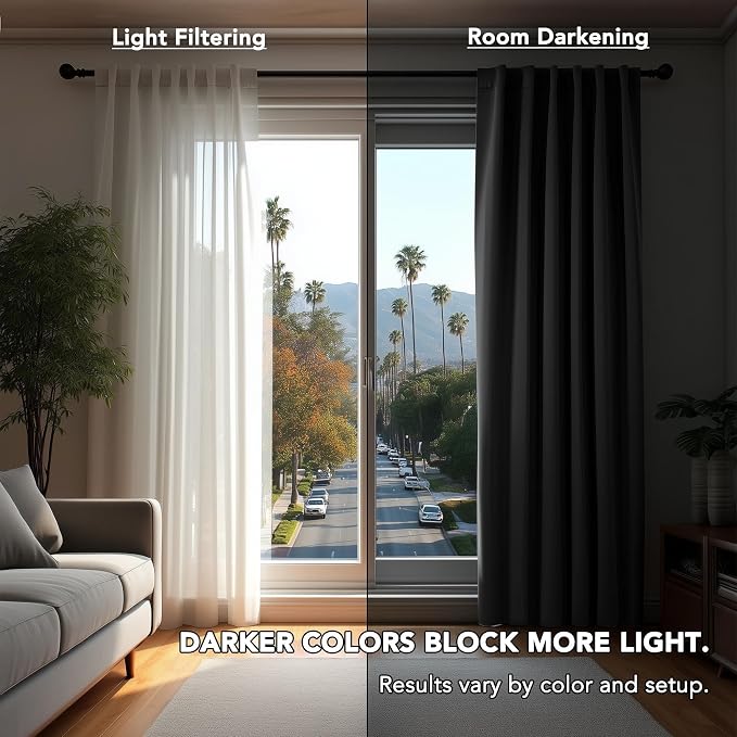 Deconovo Blackout Curtains for Bedroom 108 Inches Long | Back Tab and Rod - Image 7